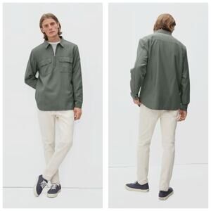 Everlane The Quarter Zip Popover Shirt Dark Sage Green Mens XXL Half Zip